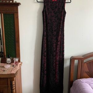 1990s whismigoth Black Cherry 🍒 Floral Dress